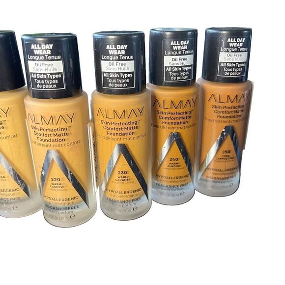 220 Almay Skin Perfecting Comfort Matte Foundation Hypoallergenic Warm Cashew - Picture 4 of 4